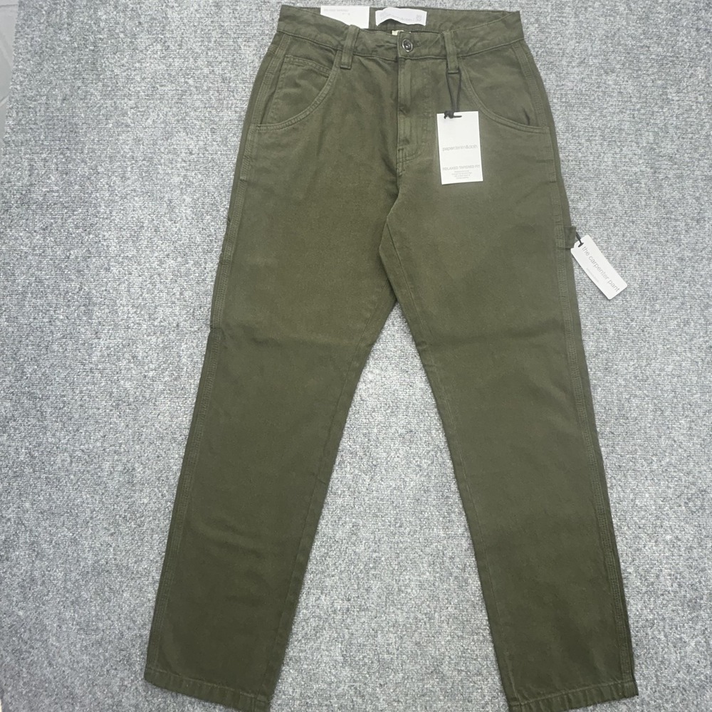 Paperdenim&cloth Pants‎ Mens 30x30 Green Carpenter Relaxed Tapered Workwear